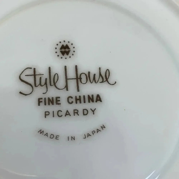 Style House Vintage Platinum Rose Fine China Picardy Saucers Set of 6 Japan 6 In - Picture 8 of 9